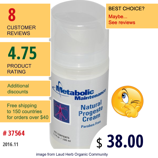 Metabolic Maintenance, Natural Progeste Cream, 3.5 Fl Oz (100 Ml)