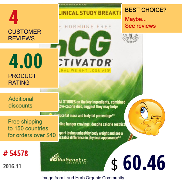 Biogenetic Laboratories, Hcg Activator, Natural Weight Loss Aid, 120 Capsules Biogenetic Laboratories, Hcg Activator, Natural Weight Loss Aid, 120 Capsules