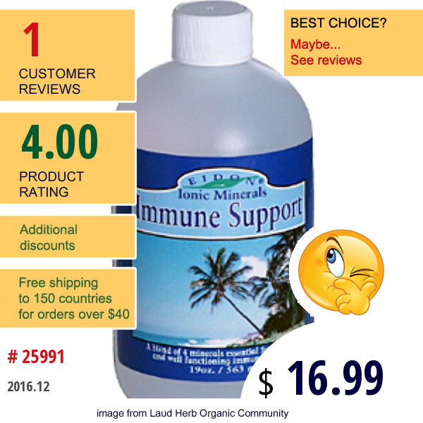 Eidon Mineral Supplements, Immune Support, 19 Oz (563 Ml)