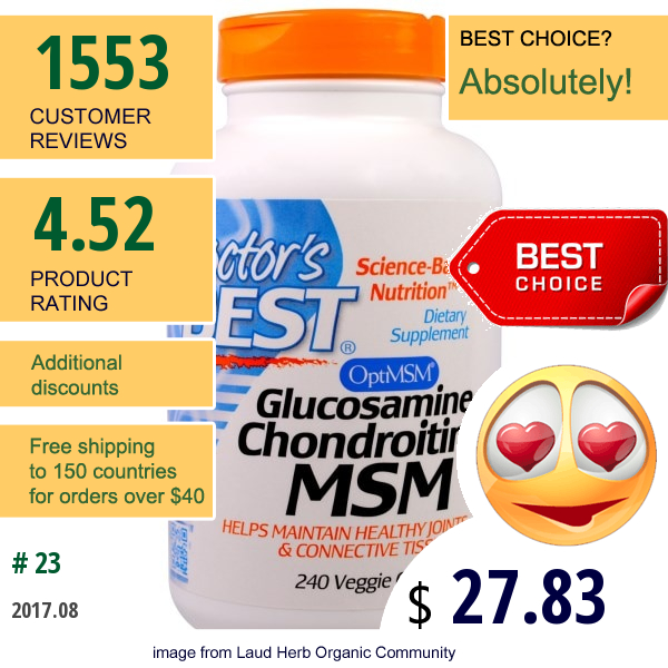 Doctors Best, Glucosamine Chondroitin Msm With Optimsm, 240 Veggie Caps