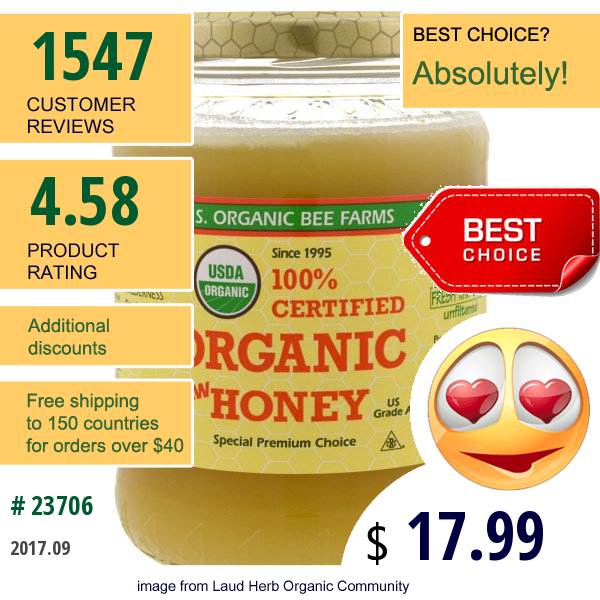 Y.s. Eco Bee Farms, 100% Certified Organic Raw Honey, 2.0 Lbs (907 G)