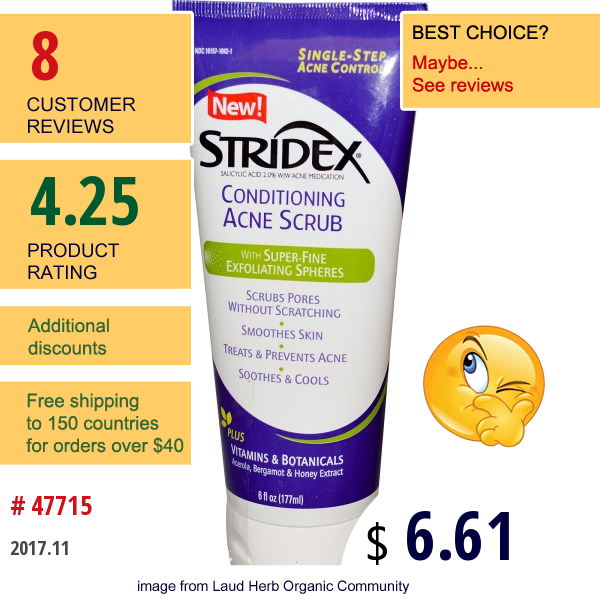 Stridex, Conditioning Acne Scrub, 6 Fl Oz (177 Ml)  