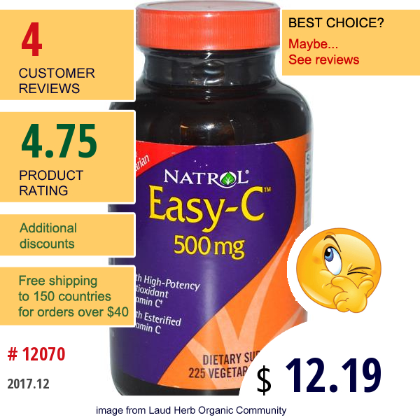 Natrol, Easy-C, 100% Vegetarian, 500 Mg, 225 Veggie Tabs  