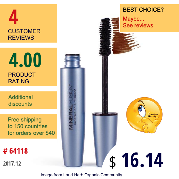 Mineral Fusion, Waterproof Mascara, Cocoa, 0.57 Fl Oz (17 Ml)  