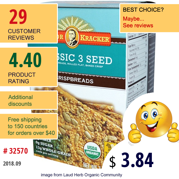 Dr. Kracker, Klassic 3 Seed, Crispbreads, 7 Oz (200 G)