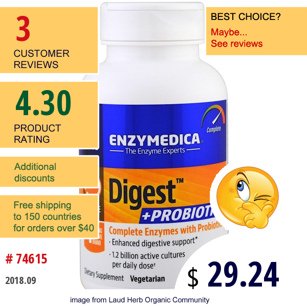 Enzymedica, Digest + Probiotics, 90 Capsules