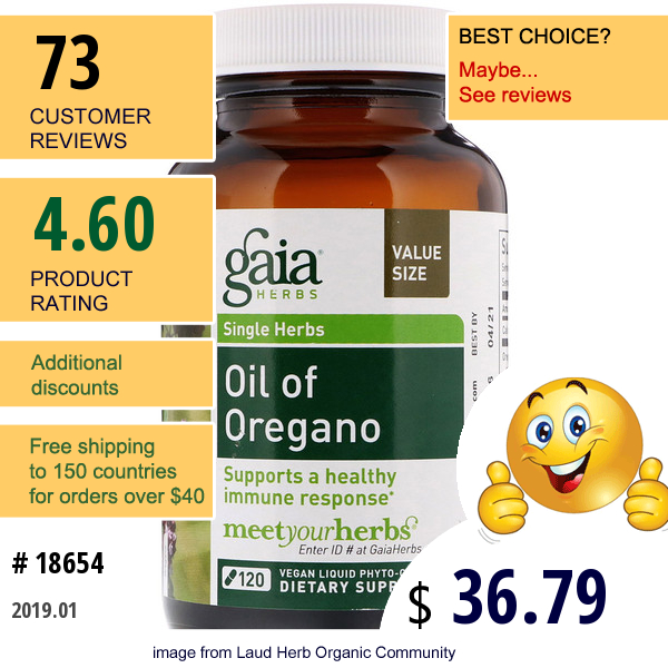 Gaia Herbs, Oil Of Oregano, 120 Vegan Liquid Phyto-Caps
