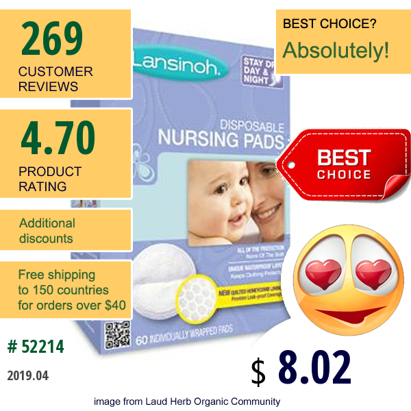 Lansinoh, Disposable Nursing Pads, 60 Individually Wrapped Pads