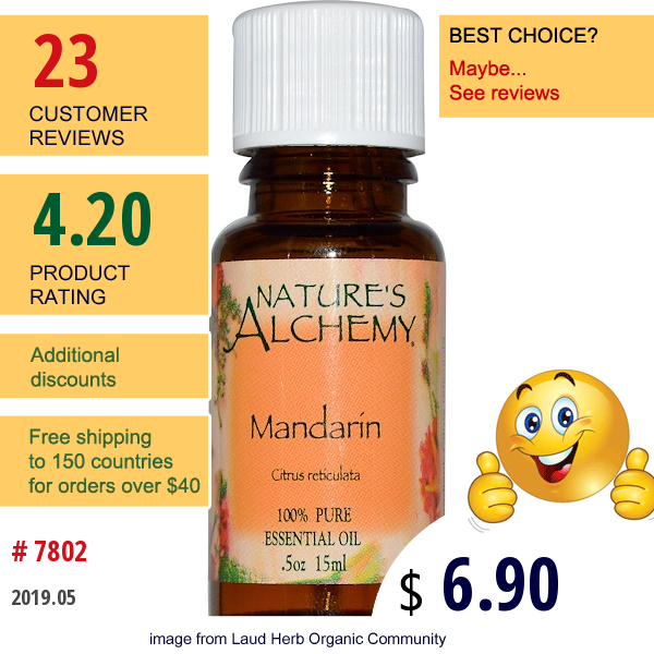 Natures Alchemy, Essential Oil, Mandarin, 0.5 Oz (15 Ml)  