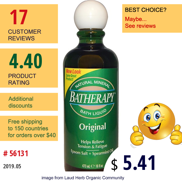 Queen Helene, Batherapy, Natural Mineral Bath Liquid, Original, 16 Fl Oz (473 Ml)  