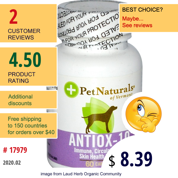 Pet Naturals Of Vermont, Antiox-10, For Use In Small Dogs Only, 60 Capsules  
