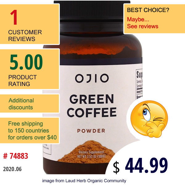 Ojio, Green Coffee Powder , 3.53 Oz (100 G)  