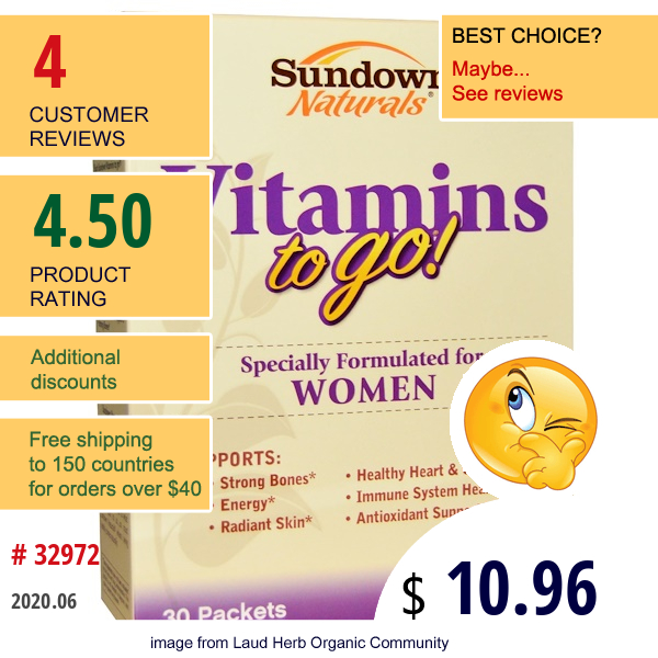 Sundown Naturals, Vitamins To Go! For Women, 30 Packets  