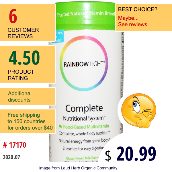 Rainbow Light, Complete Nutritional System, Food-Based Multivitamin, 90 Tablets  