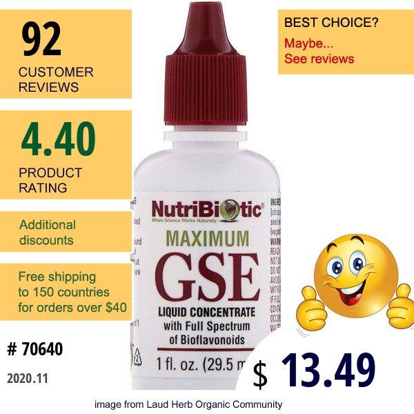Nutribiotic, Maximum Gse, Liquid Concentrate, 1 Fl Oz (29.5 Ml)