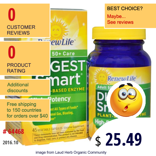 Renew Life, Adult 50+ Care Digest Smart, 45 Veggie Caps