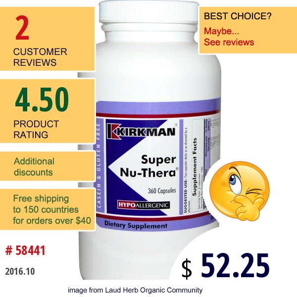 Kirkman Labs, Super Nu-Thera, 360 Capsules