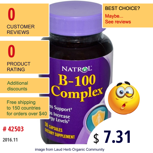 Natrol, B-100 Complex, 50 Capsules  