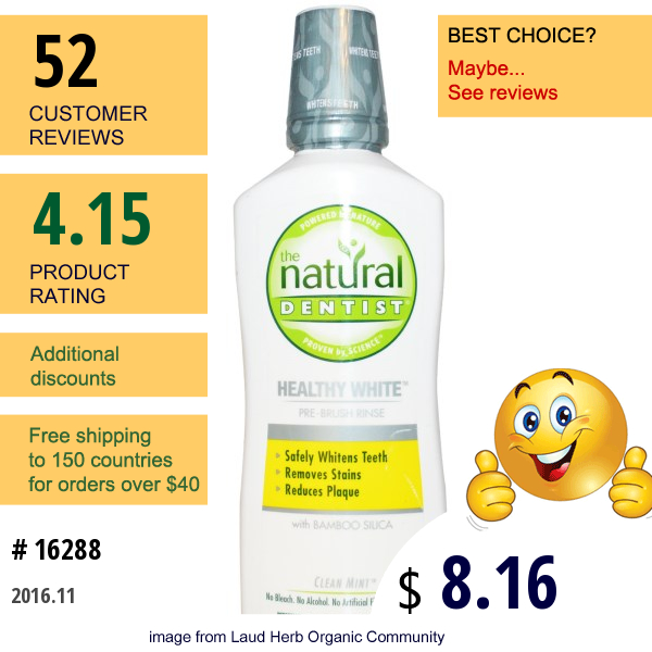 Natural Dentist, Healthy White, Pre-Brush Rinse, Clean Mint, 16.9 Fl Oz (500 Ml)