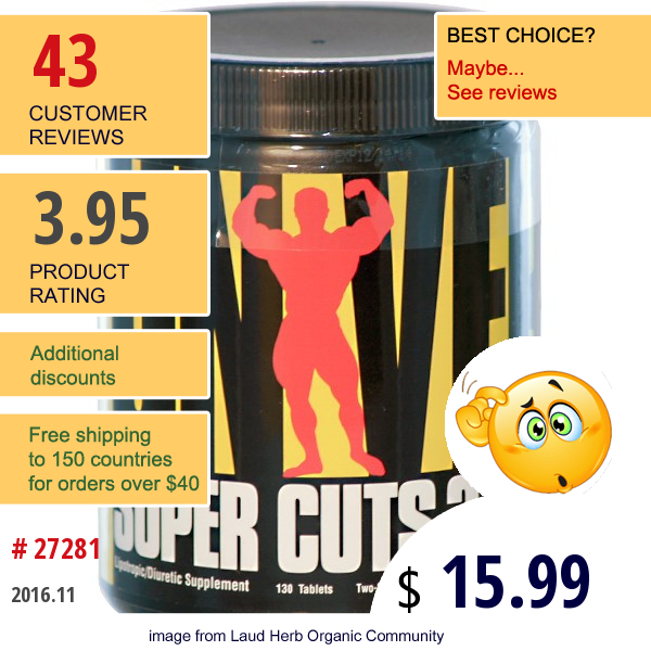 Universal Nutrition, Super Cuts 3, Two-Stage Lipotropic & Diuretic Complex, 130 Tablets