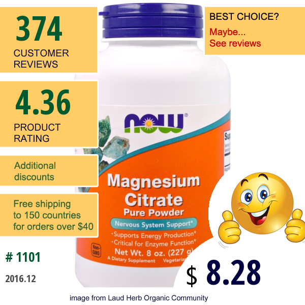 Now Foods, Magnesium Citrate Pure Powder, 8 Oz (227 G)