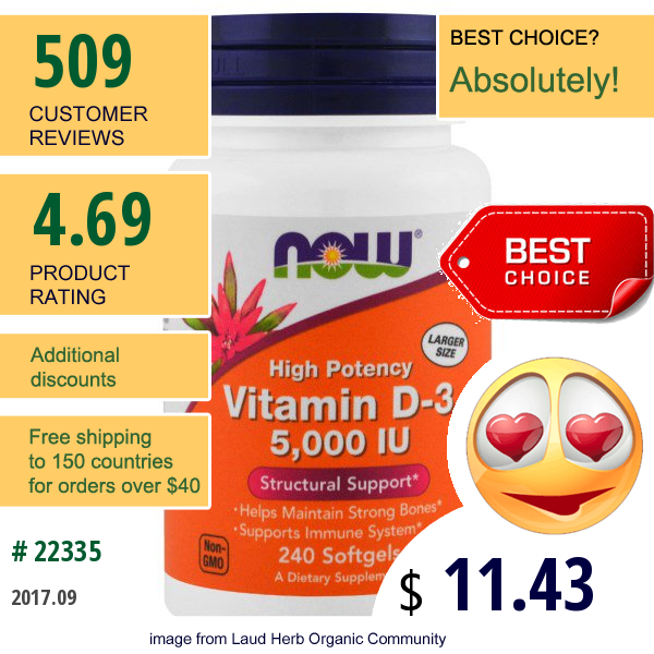 Now Foods, Vitamin D-3, 5,000 Iu, 240 Softgels