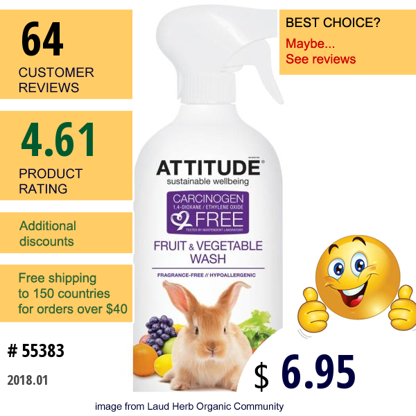 Attitude, Fruit & Vegetable Wash, 27.1 Fl Oz (800 Ml)