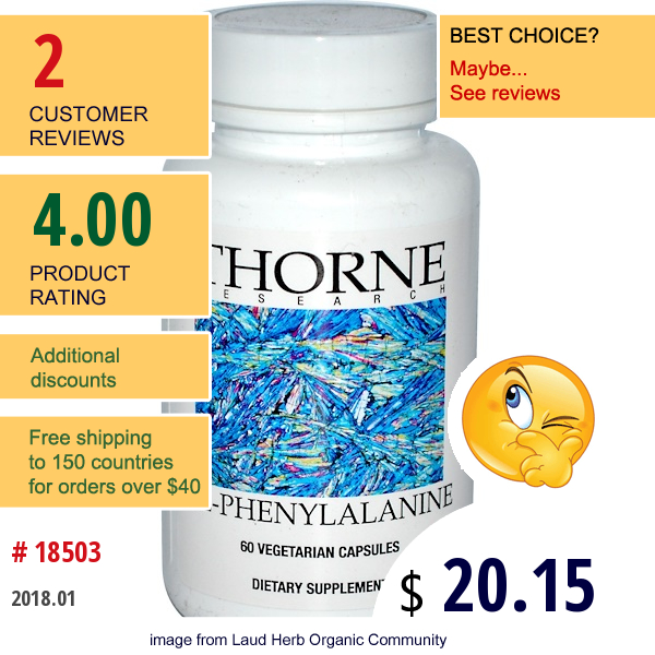 Thorne Research, Dl-Phenylalanine, 60 Veggie Caps Thorne Research, Dl-Phenylalanine, 60 Veggie Caps