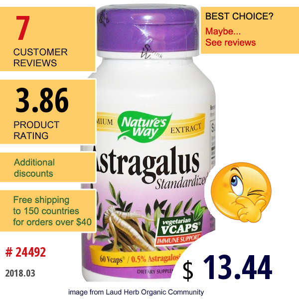 Natures Way, Astragalus Standardized, 60 Veggie Caps