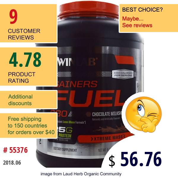 Twinlab, Gainers Fuel 680, Chocolate Milkshake, 6.17 Lbs (2.8 Kg)  