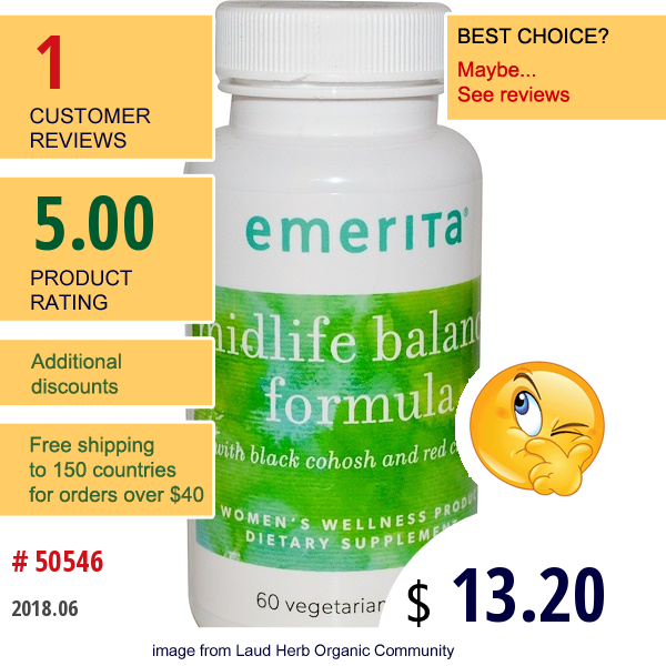 Emerita, Midlife Balance Formula, 60 Veggie Caps  
