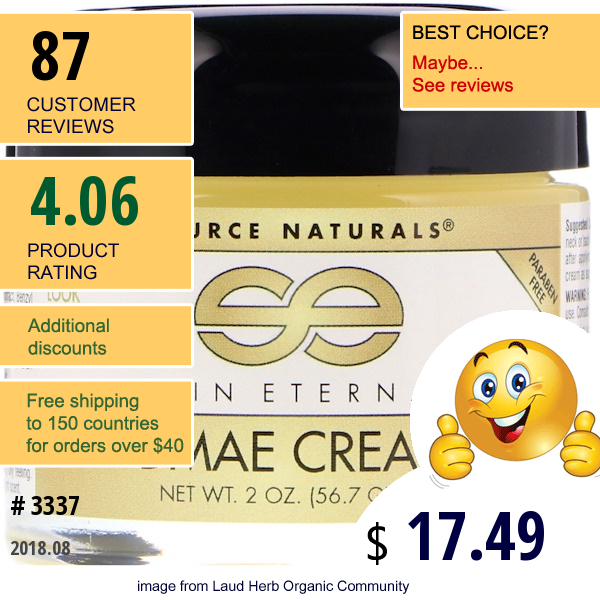 Source Naturals, Skin Eternal Dmae Cream, 2 Oz (56.7 G)