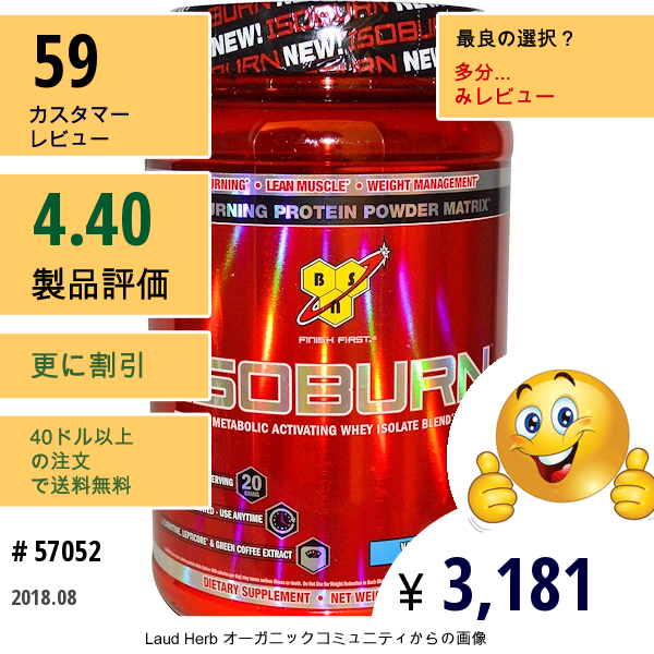 Bsn, アイソバーン 代謝活性ホエイアイソレートブレンド、バニラアイスクリーム1.32 Lb (600 G)