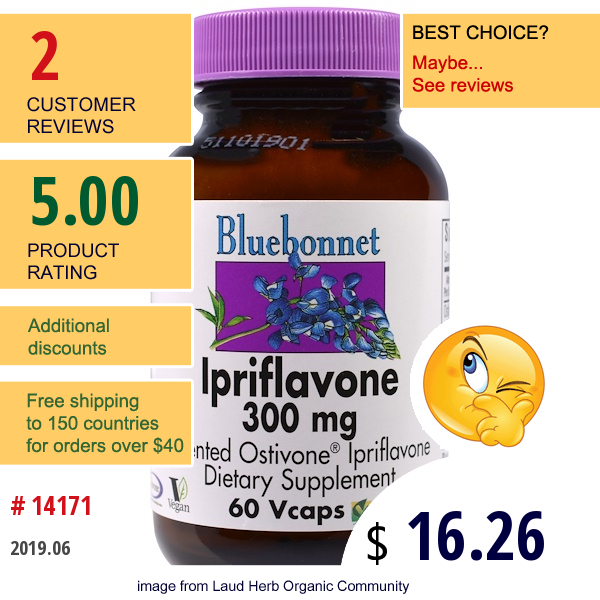 Bluebonnet Nutrition, Ipriflavone, 300 Mg, 60 Vcaps  