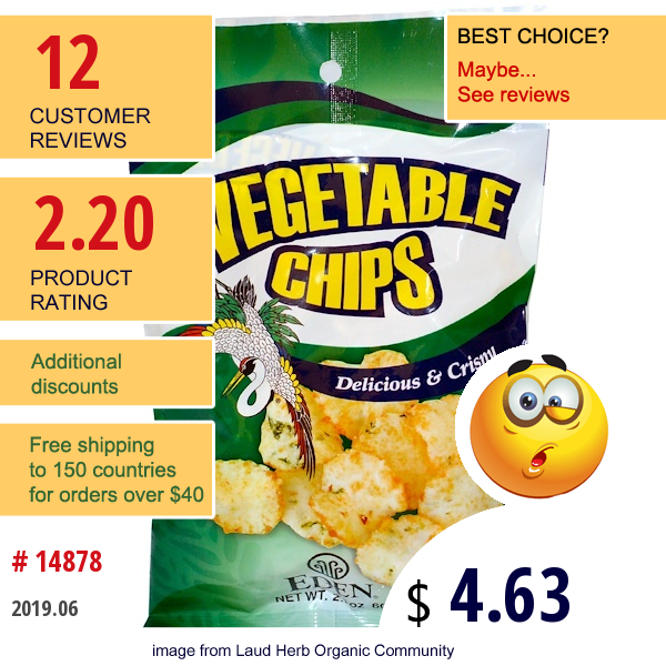 Eden Foods, Vegetable Chips, 2.1 Oz (60 G)  