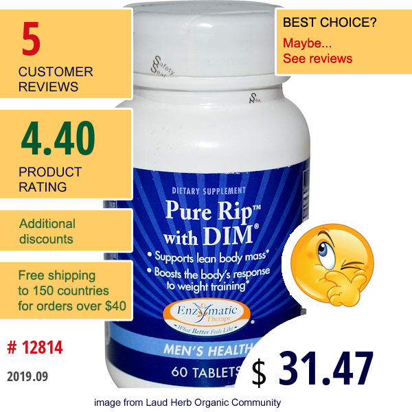 Enzymatic Therapy, Pure Rip With Dim, Men'S Health, 60 Tablets  