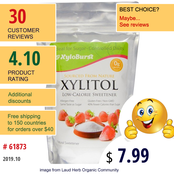Xyloburst, Xylitol Low-Calorie Sweetener, 1 Lb (454 G)  