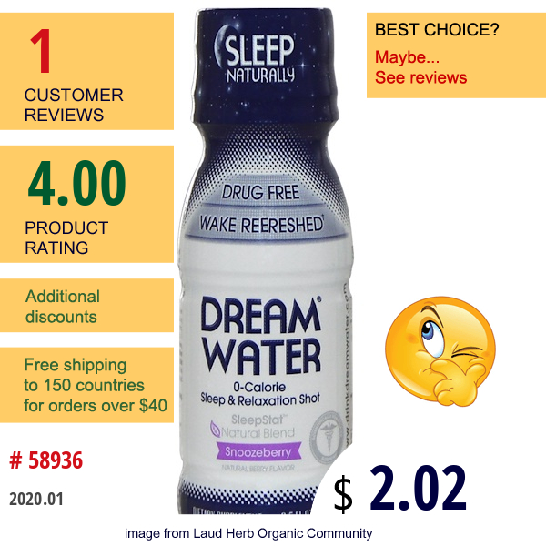Dream Water, Snoozeberry, Natural Berry Flavor, 2.5 Fl Oz (74 Ml)  