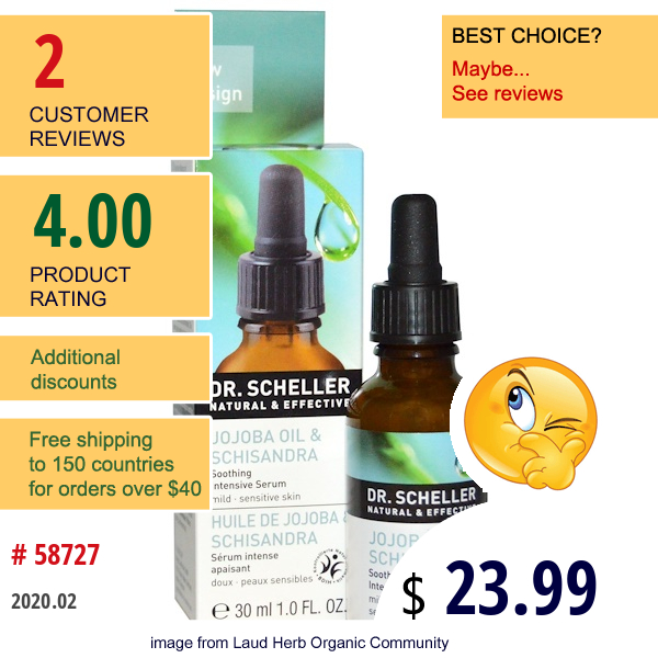 Dr. Scheller, Soothing Intensive Serum, Jojoba Oil & Schisandra, 1.0 Fl Oz (30 Ml)  