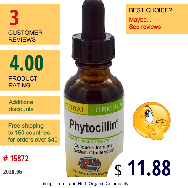 Herbs Etc., Phytocillin, 1 Fl Oz (29.5 Ml)  