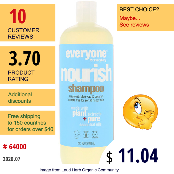 Everyone, Nourish, Shampoo, 20.3 Fl Oz (600 Ml)  