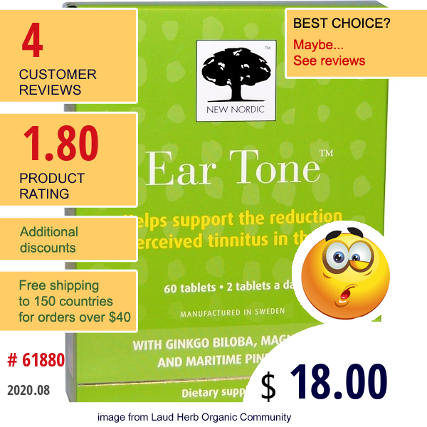 New Nordic, Ear Tone, 60 Tablets  