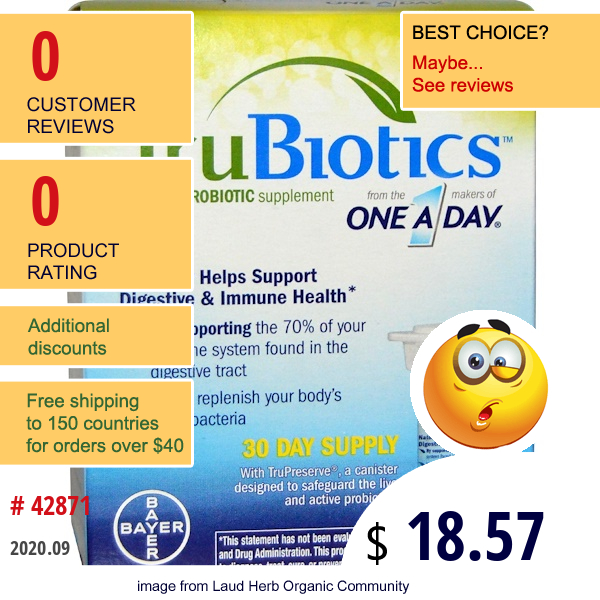 One-A-Day, Trubiotics, Daily Probiotic Supplement, 30 Capsules  