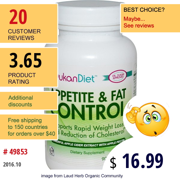 Dukan Diet, Appetite & Fat Control, 90 Capsules