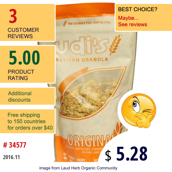 Udis, Artisan Granola, Original, 13 Oz (369 G)