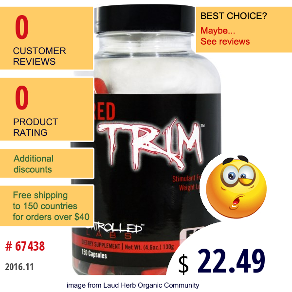Controlled Labs, Red Trim, Stimulant Free Weight Loss, 150 Capsules