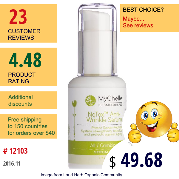Mychelle Dermaceuticals, Notox Anti-Wrinkle Serum, All / Combination, 1 Fl Oz (30 Ml)  