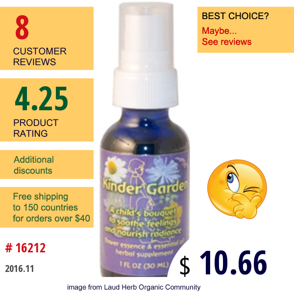 Flower Essence Services, Kinder Garden, Flower Essence & Essential Oil, 1 Fl Oz (30 Ml)