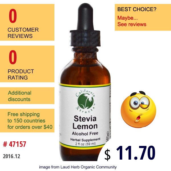 California Xtracts, Stevia, Lemon, Alcohol Free, 2 Fl Oz (59 Ml)  