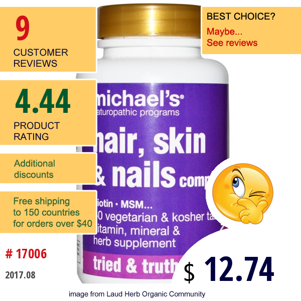 Michaels Naturopathic, Hair, Skin & Nails Complex, 60 Veggie And Kosher Tablets  